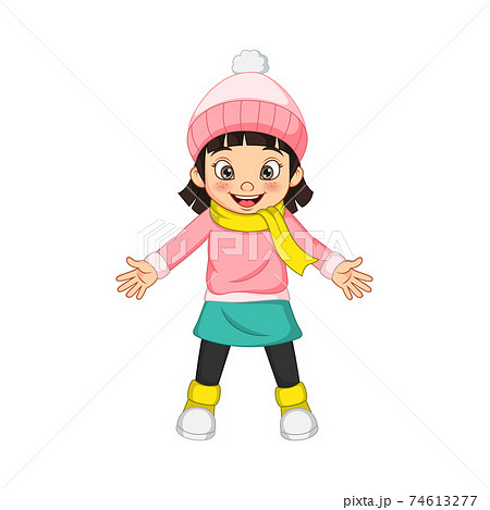 Cute little girl in warm sweater 74613277