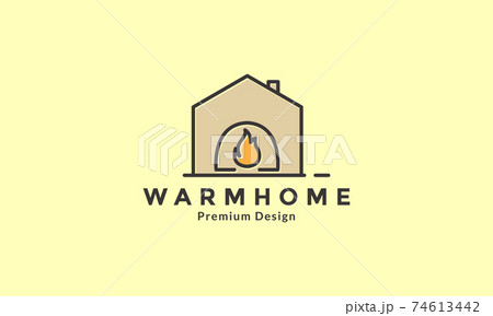 Fireplace with wood line home logo design vector icon symbol illustration 74613442