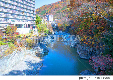 清流公園付近からの景色　みなかみ温泉　利根川　　　　 74613500