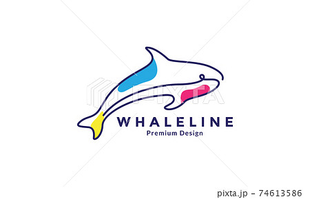 Whale Jump Fish Line Colorful Logo Symbol のイラスト素材 74613586 Pixta