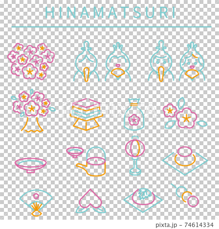 Hinamatsuri line art 3 color icon Hinamatsuri line art 3 color icon 74614334