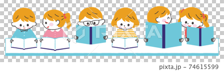 本を読む子供たち　白肌 74615599