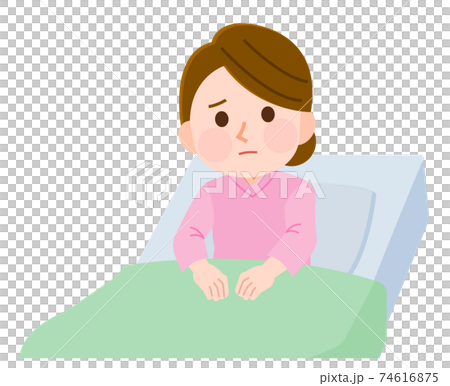 入院 不安な女性入院患者 イラストのイラスト素材 入院 不安な女性入院患者 イラストのイラスト素材