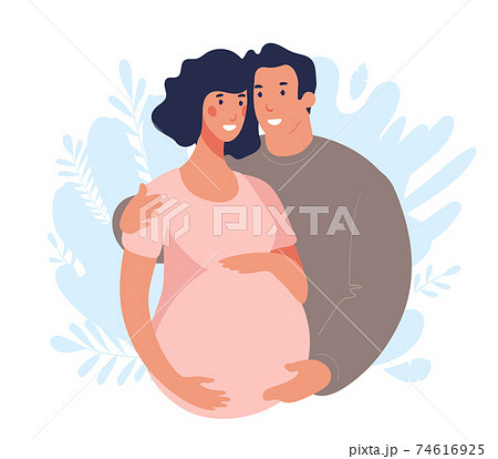Flat Illustration About Pregnancy And Partner のイラスト素材