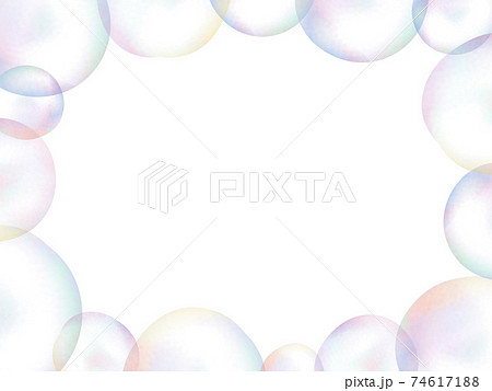 イラスト素材 シャボン玉のフレーム 透明感 虹色のイラスト素材
