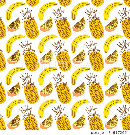 Seamless Wrap Pattern With Fruit Pineapple のイラスト素材