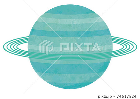 天王星のイラスト　太陽系惑星　手書き風 74617824