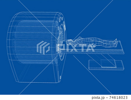 Female Patient Lying on a CT or MRI Scan. Vector Female Patient Lying on a CT or MRI Scan. Vector 74618023