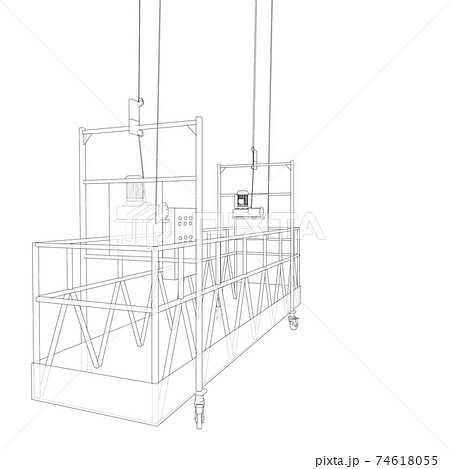 Empty construction elevator. Vector 74618055