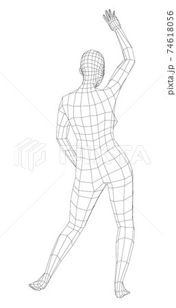 Wireframe ballerina in dance pose. Vector 74618056