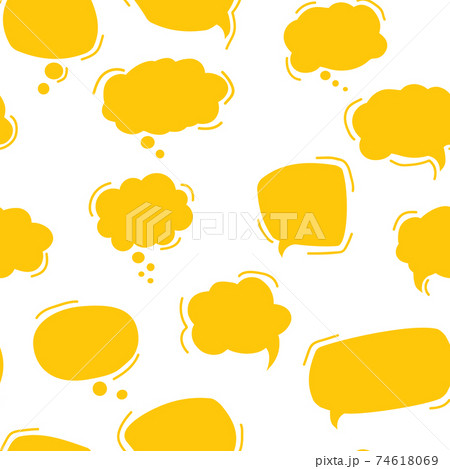 Chat bubble pattern. Seamless pattern, yellow speech bubbles on white background. 74618069