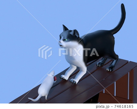 猫と遊ぶネズミ 74618165