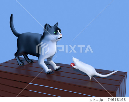 猫と遊ぶネズミ 74618168