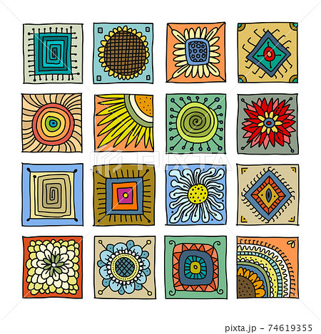 Talavera pattern. Indian patchwork. Turkish ornament. Moroccan tile mosaic. Spanish decoration. Ethnic background. 74619355