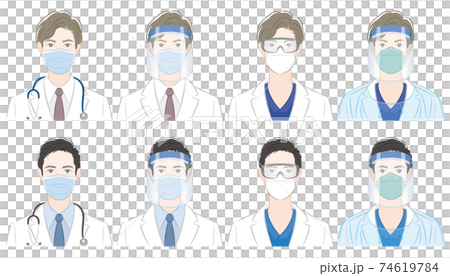 医者のベクターイラスト. ウイルスの感染対策. 医療従事者. 医者のベクターイラスト. ウイルスの感染対策. 医療従事者. 74619784