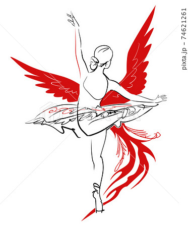バレエを踊る女性 火の鳥のイラスト素材
