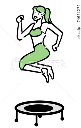 トランポリンで空中で様々な姿勢を取る女性 トランポリンで空中で様々な姿勢を取る女性 74621272