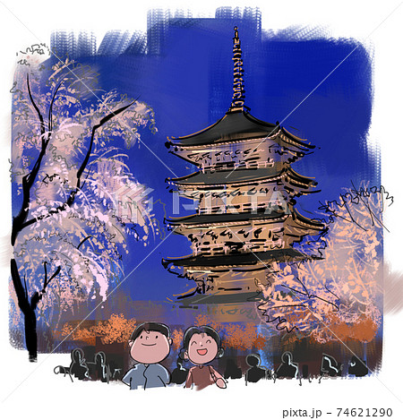 日本画 京都 東寺の桜