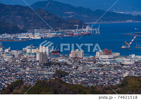 静岡県 日本平から眺める 港町 清水の写真素材