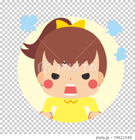 不満が爆発してプンプン怒っている可愛い小さな女の子のアイコン　可愛い　イラスト　白背景 74621540