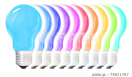 Lightbulbs isolated on white, set of 10 Lightbulbs isolated on white, set of 10 74621767