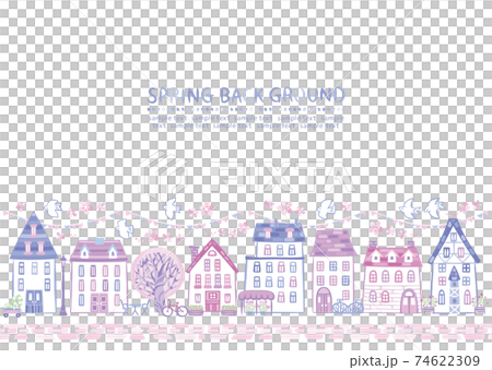 Cityscape of the cherry blossom house in spring 74622309