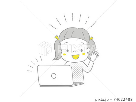 オンラインで会話する子供 オンライン帰省 テレビ通話 パソコンでテレビ電話 オンラインで会話する子供 オンライン帰省 テレビ通話 パソコンでテレビ電話 74622488
