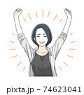 手を上げて喜ぶ40代女性 74623041