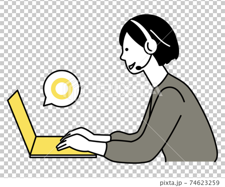 テレワーク　ヘッドホンを付けた女性 74623259