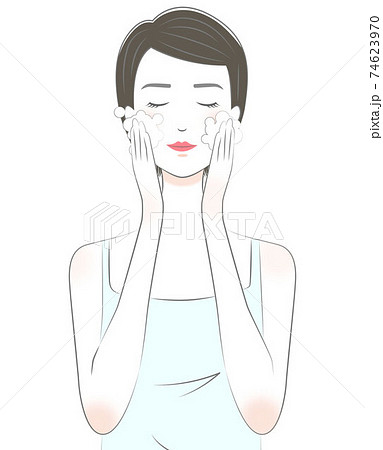 女性 洗顔イラストのイラスト素材