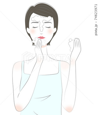 女性 洗顔イラストのイラスト素材