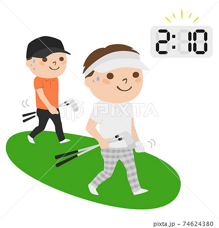 ゴルフのイラスト 決められた時間内に9ホール ハーフ をゲームをする男性たち のイラスト素材