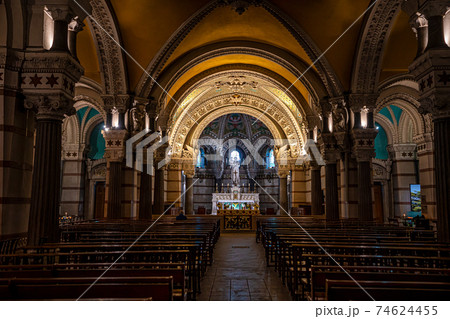 Inside the Basilica of Notre-Dame of Fourviere in Lyon, France, Europe 74624455