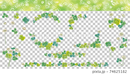 水彩風 クローバーイラスト素材セット 水彩風 クローバーイラスト素材セット 74625182
