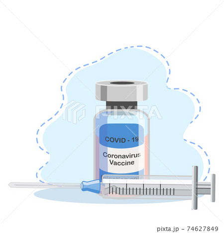 Covid-19 Coronavirus concept. vaccine vial and syringe. pandemic covid-19 outbreak. isolated icon. flat Covid-19 Coronavirus concept. vaccine vial and syringe. pandemic covid-19 outbreak. isolated icon. flat 74627849
