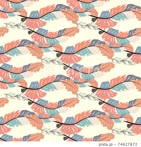 Abstract Feather Wave Decorative Pattern. Seamless Wallcovering Template Abstract Feather Wave Decorative Pattern. Seamless Wallcovering Template 74627872