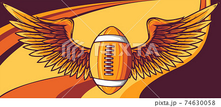 Realistic ball for American football with wings emblem vector Realistic ball for American football with wings emblem vector 74630058