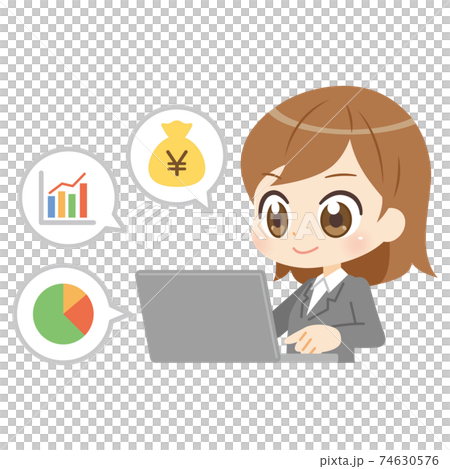 一個在PC上從事會計和財務工作的女人 一個在PC上從事會計和財務工作的女人 74630576