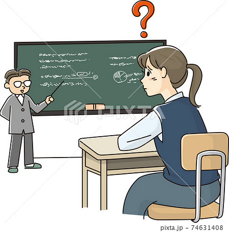 黒板が見えにくい女子高生のイラスト素材