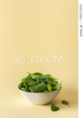 Green spinach leaves close up 74631942