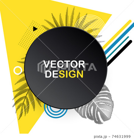 Abstract Geometric Trendy Background with Halftones Palm Leaves. Vector Illustration EPS10 74631999