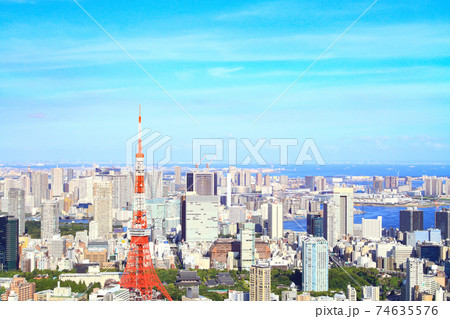 東京都、東京タワーとその周辺の風景 東京都、東京タワーとその周辺の風景 74635576