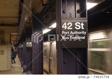 42 St sign at 42nd Street station 42 St sign at 42nd Street station 74635758