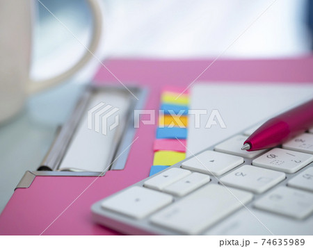 ビジネスイメージ・バインダー・書類・PC・女性 74635989