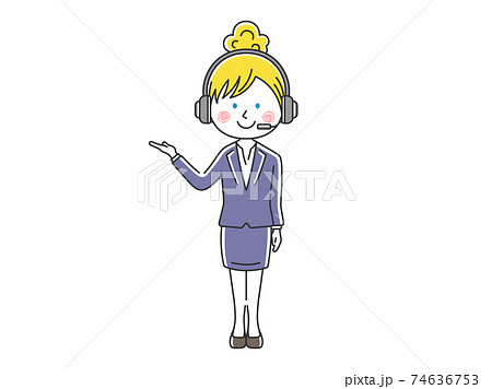 白人女性オペレーターのイラストのイラスト素材