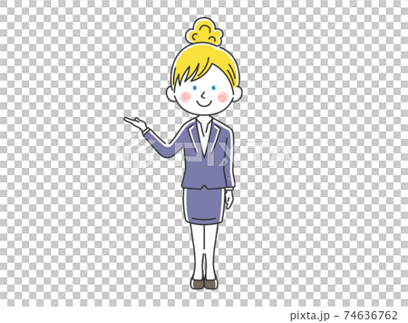 案内をする白人女性社員のイラストのイラスト素材