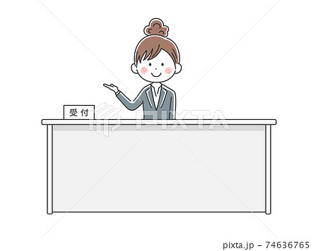 会社の受付をする女性社員のイラストのイラスト素材