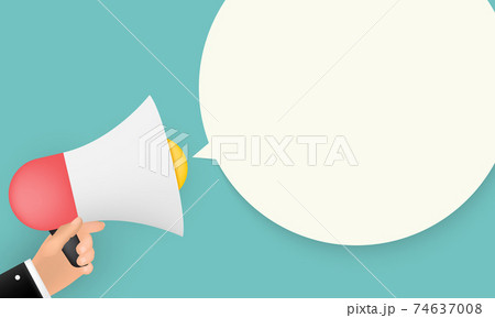 Abstract Background with Megaphone in human hand, speech bubble and copy space. Vector Illustration EPS10 74637008