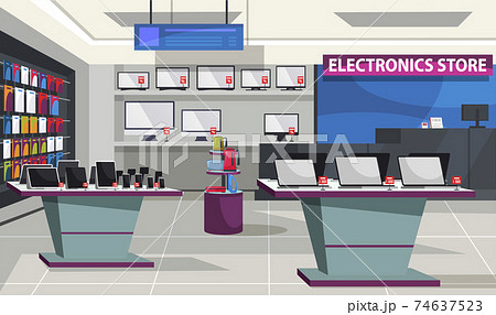 Consumer electronics store with showcase interior 74637523