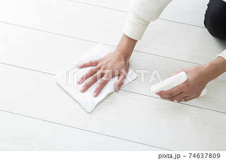 掃除をする女性の手元 74637809